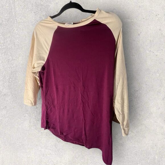 Lularoe Women's Randy Baseball Raglan Maroon And Cream Size 2-Large-NWT - Picture 6 of 9